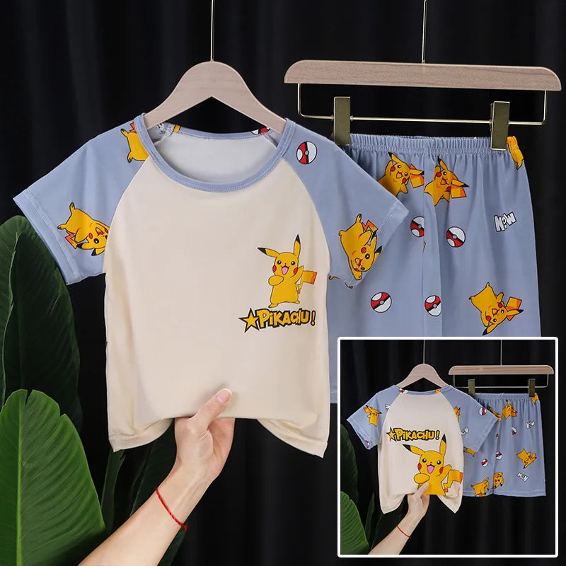 Summer Boys Thin Cartoon Short Sleeved Pajamas for Home Wear Girls Set Elementary School Air Conditioning Clothing night wear girls