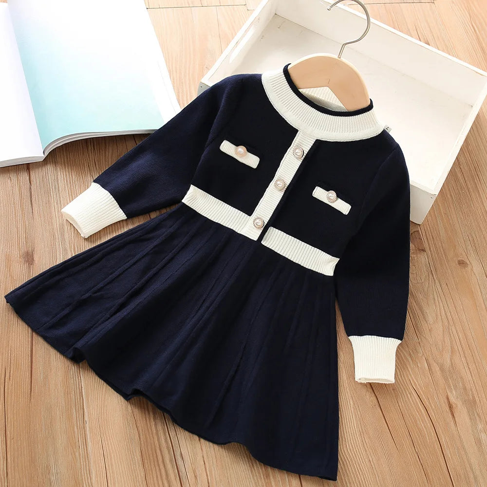 Girls Dress Winter Knitting Sweater Dress Autumn Long Sleeve Princess Dress Vestidos Warm Toddler Girl Clothes Kids Clothing girls dresses