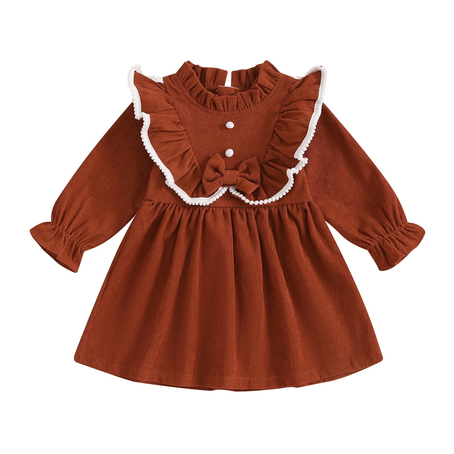 Children's Clothing Kids Girls Princess Dresses Elegant Ruffles Long Sleeve Bowknot Party A-line Dress