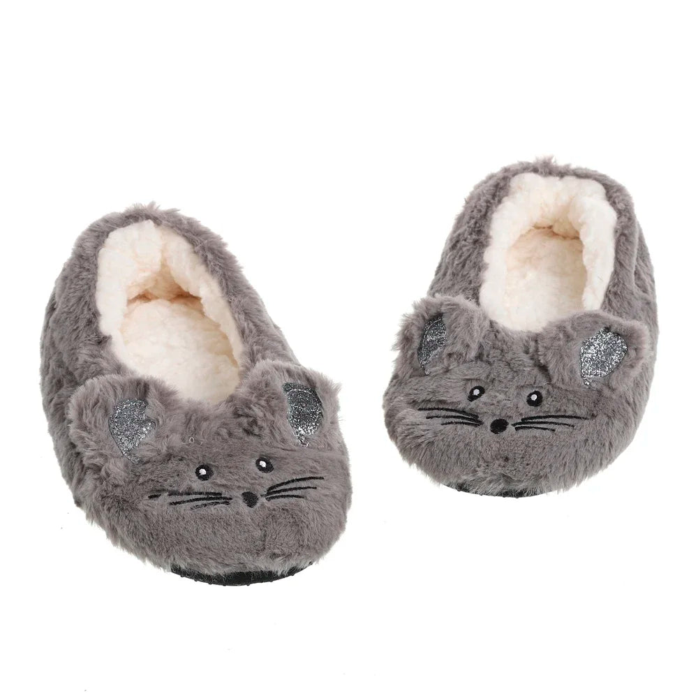 Home Fuzzy Slipper Women Winter Fur Contton Warm Plush Non Slip Grip Indoor Fluffy Lazy Female Mouse Ears Floor Shoe Living room slipper