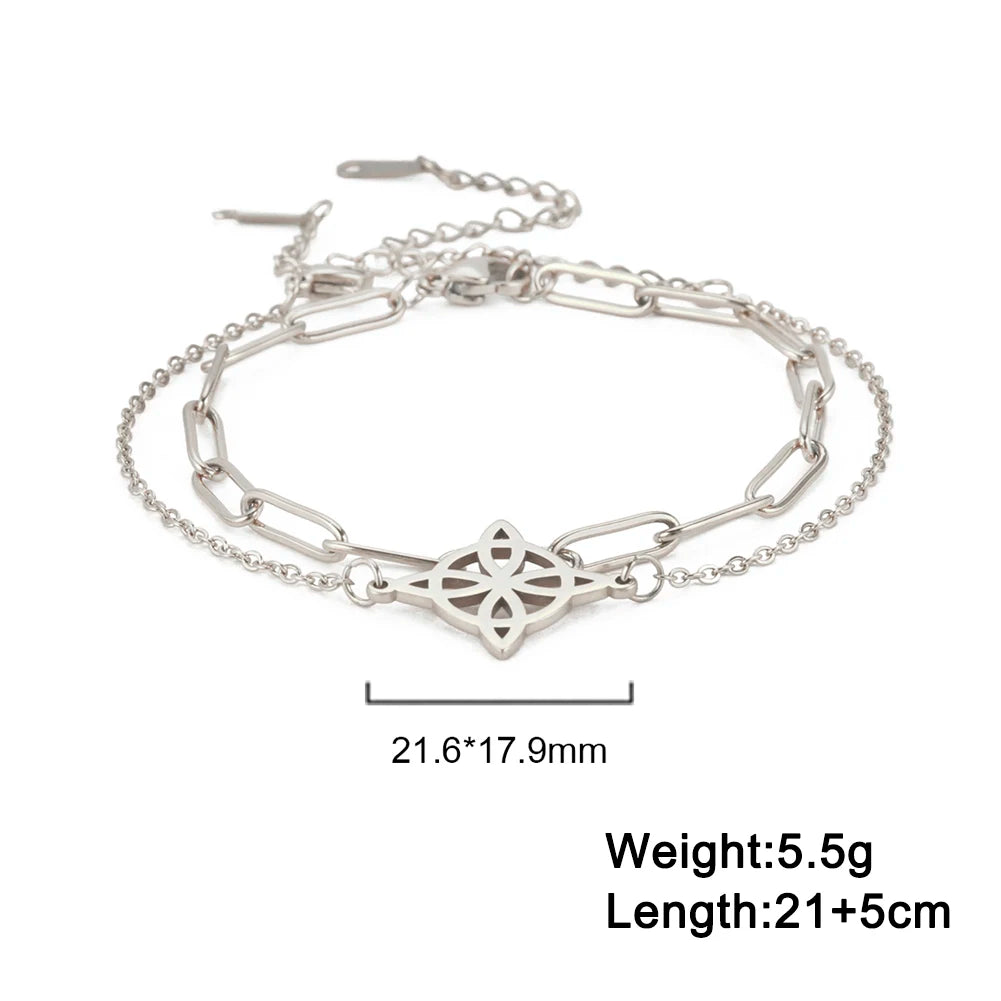 Witch Knot Pendant Anklets for Women Stainless Steel Silver Color Anklet Summer Accessories Beach Jewelry anklet