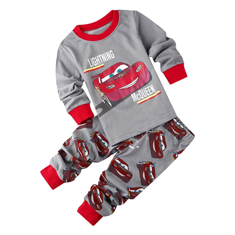 Spring Autumn Children's Clothing Sets Boys 95 Cars McQueen Cartoon Sleepwear Clothes Kids Pajamas Set Baby Girls Cotton Pyjamas sports wear boys