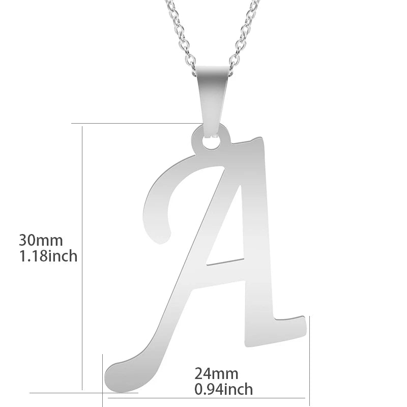 Fashion Letters A-Z Necklace for Women Men Stainless Steel High Quality English Alphabe Necklace A B C D E FGHIJKLMNOPQRSTUVWXYZ necklace