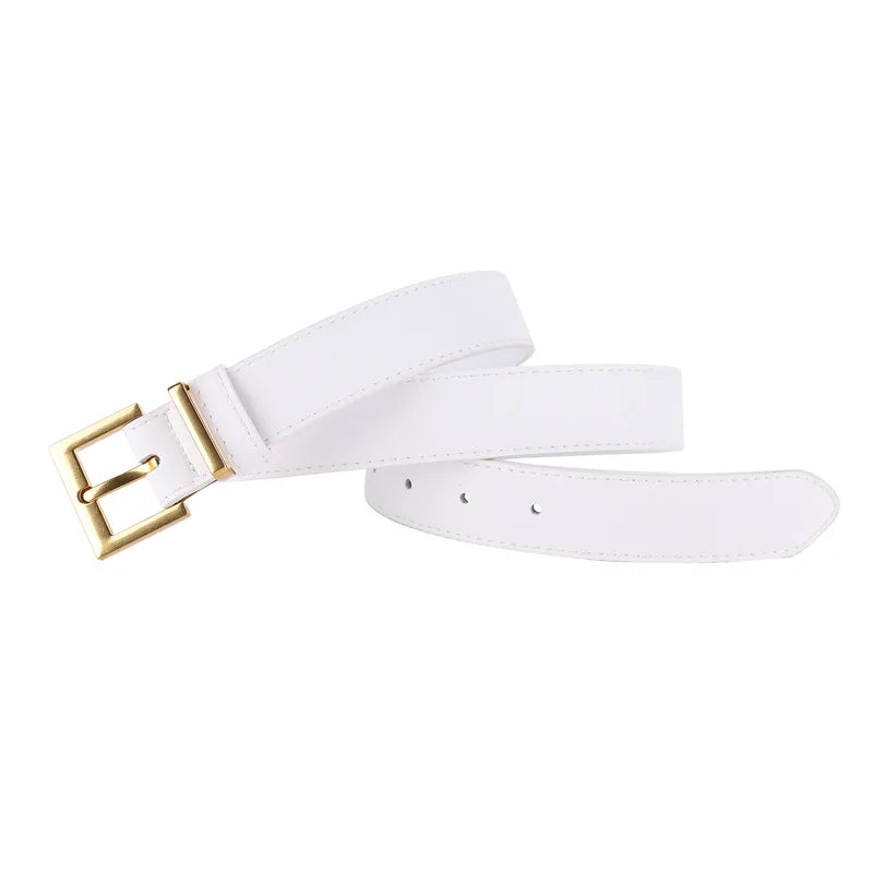 Women Luxury Brand Double Genuine Leather Belt, Casual Cowhide Suede Belts with Square Alloy Buckle for Jeans and Dresses belt