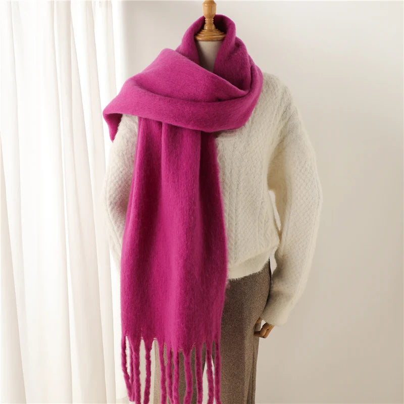 Winter Scarf for Women Cashmere Warm Solid Pashmina Blanket Wraps Female Thick Soft Bufanda Big Tassel Shawl Long Poncho Echarpe scarf and shawl