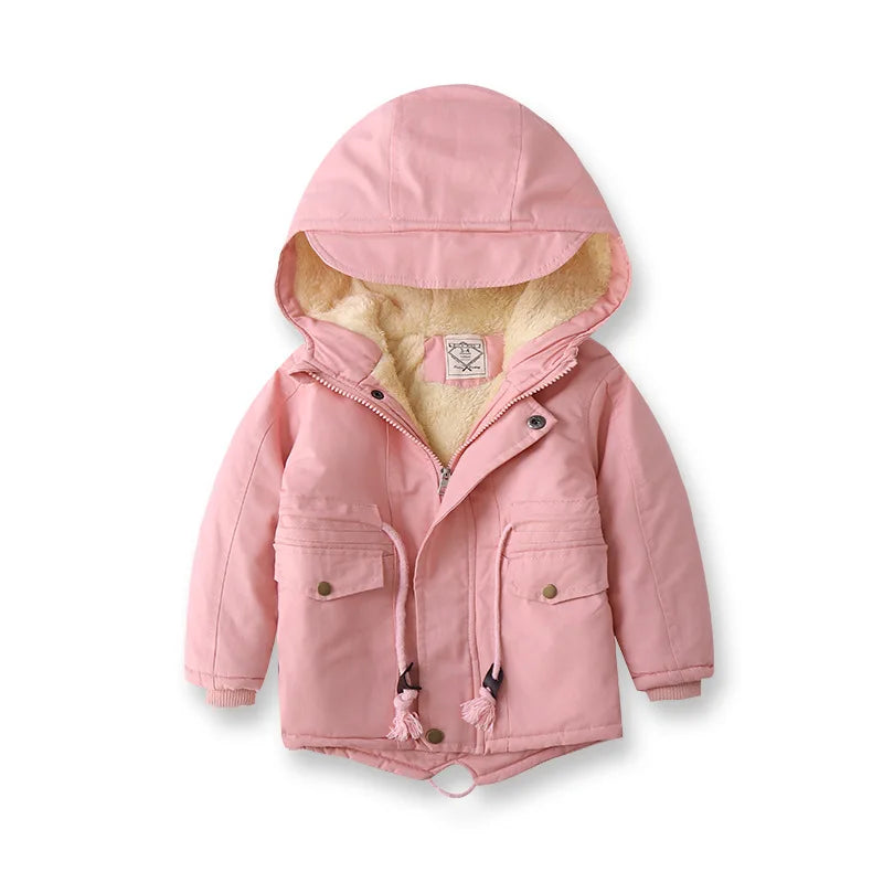 Autumn Winter Children Boy Jacket Coat Hooded Plus Velvet Thicken Warm Jacket For Girl 3-10 Year Kids Girl Parka Outerwear boys jackets and coats