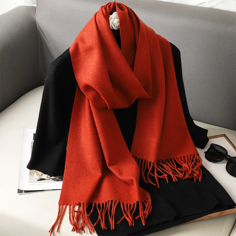 62Color Solid Women Winter Scarf Warm Thicken Cashmere Shawl Outdoor Fashion Luxury Tassels Pashmina Lady Wrap Windproof Scarves scarf and shawl