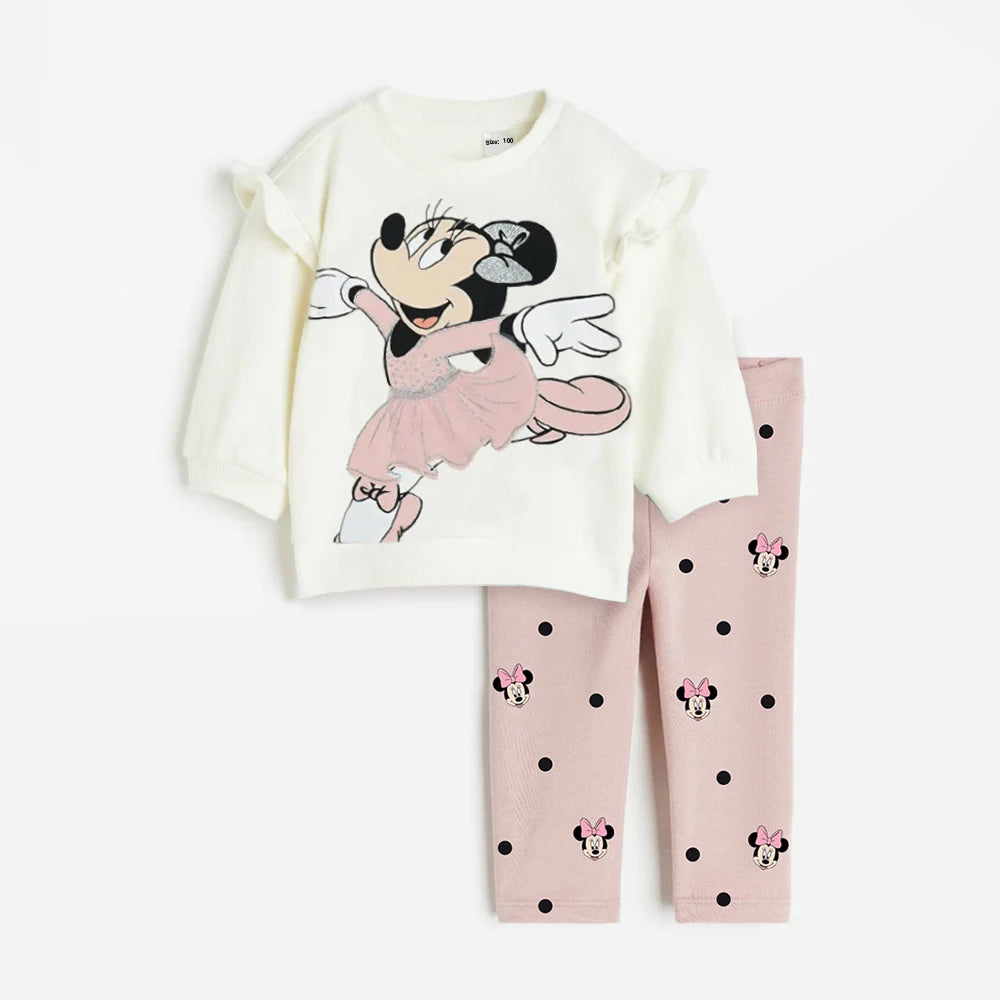 Disney Minnie Baby Girl Clothes Sets Spring Autumn 0-4Y Fashion Girls Sweatshirts + Leggings Toddler Girl Outfits Sets infants girls infants boys