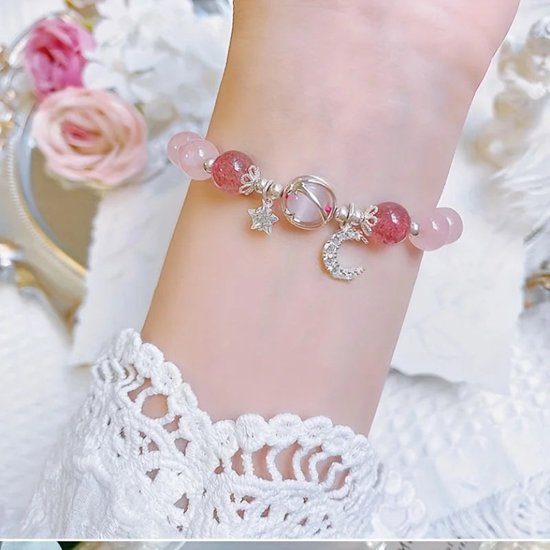 1 star pink crystal bracelet for women without a box, crystal bracelet for Valentine's Day and holiday gift for best friends bracelete