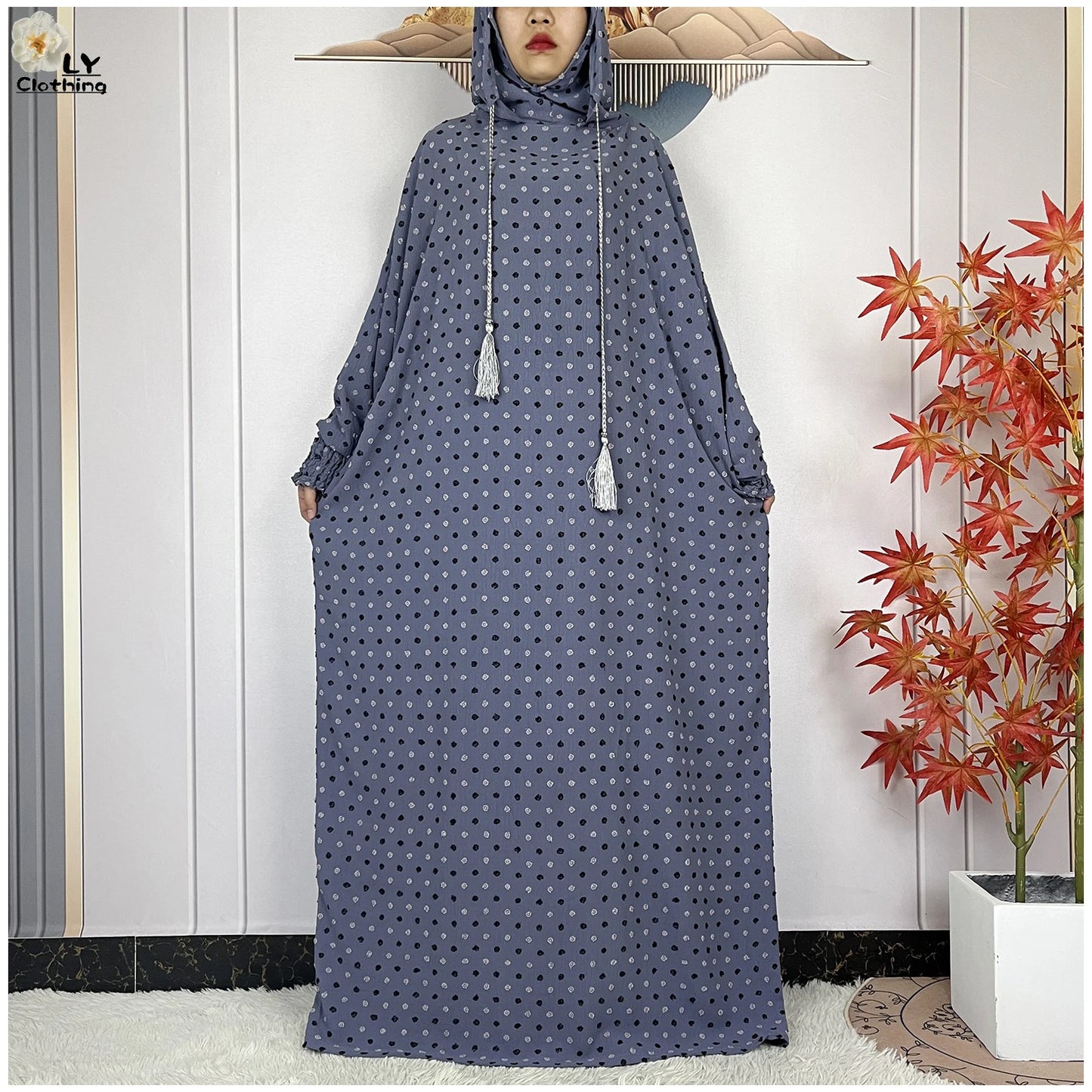 New Pure Cotton Ramadan Muslim Two-Hat Abaya Dubai Turkey Islam Prayer Clothes Loose Robe Islamic Women Traditional Clothing abaya