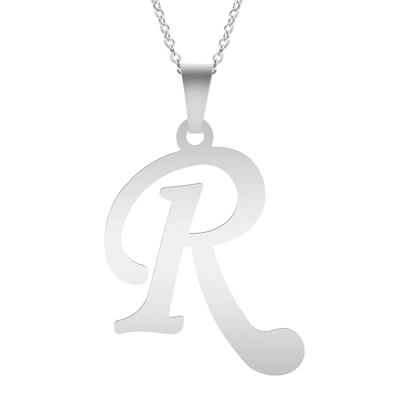 Fashion Letters A-Z Necklace for Women Men Stainless Steel High Quality English Alphabe Necklace A B C D E FGHIJKLMNOPQRSTUVWXYZ necklace