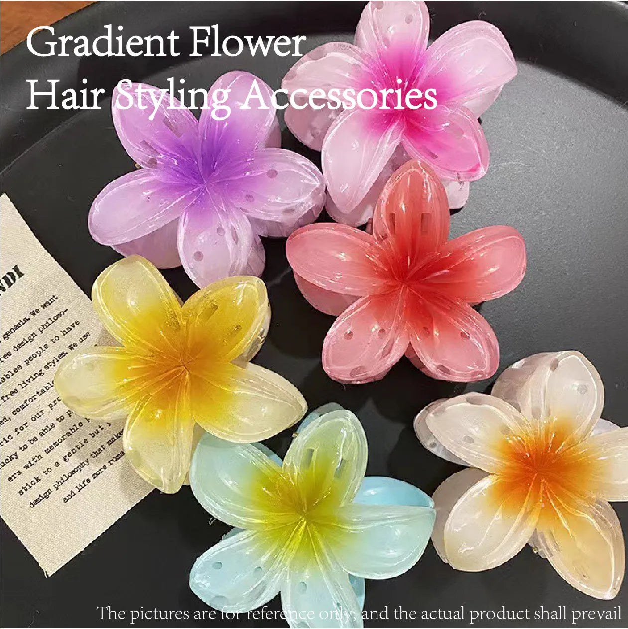 Six colors Gradient Flower Hair Styling Accessories Set Beach Style Hairpins Flower Claw Clips Hawaiian Style   hairclips