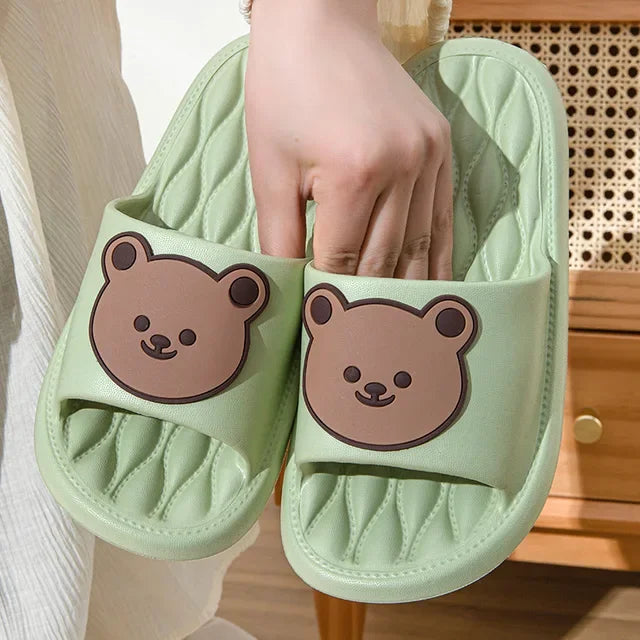 New EVA Trend Cartoon Bear Slippers Couple Home thick sole Slippers Anti slip Bathroom Slippers Casual Women's soft sole Slipper