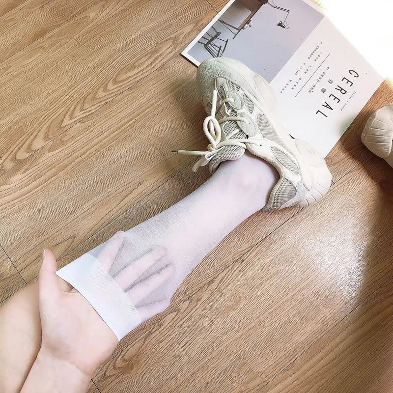 JK Woman Socks Cute Black White Lolita Long Socks Summer Thin Knee High Socks Fashion Cosplay Sexy Nylon Transparent Stockings Socks