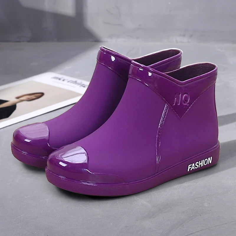 Rain， Boots，  ，New， Non-Slip Waterproof Short Tube Rubber Shoes Adult Rain Boots plus Velvet Warm Rain Shoes ankle boots