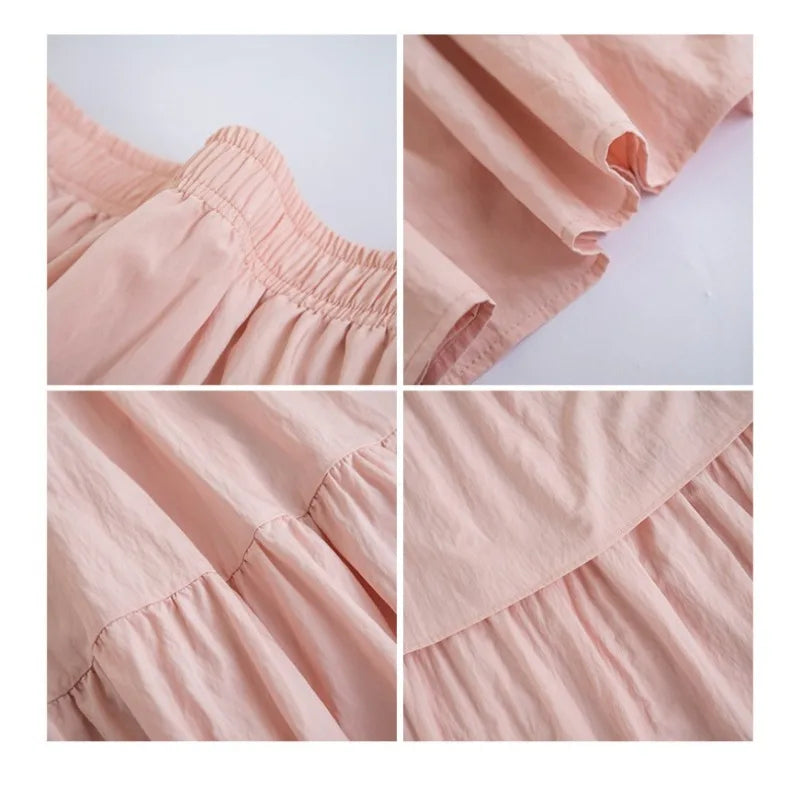 New White Long Skirts for Women Summer Y2k Clothes Korean Fashion High Waist Harajuku Elegant Casual Dance Pink Skirt