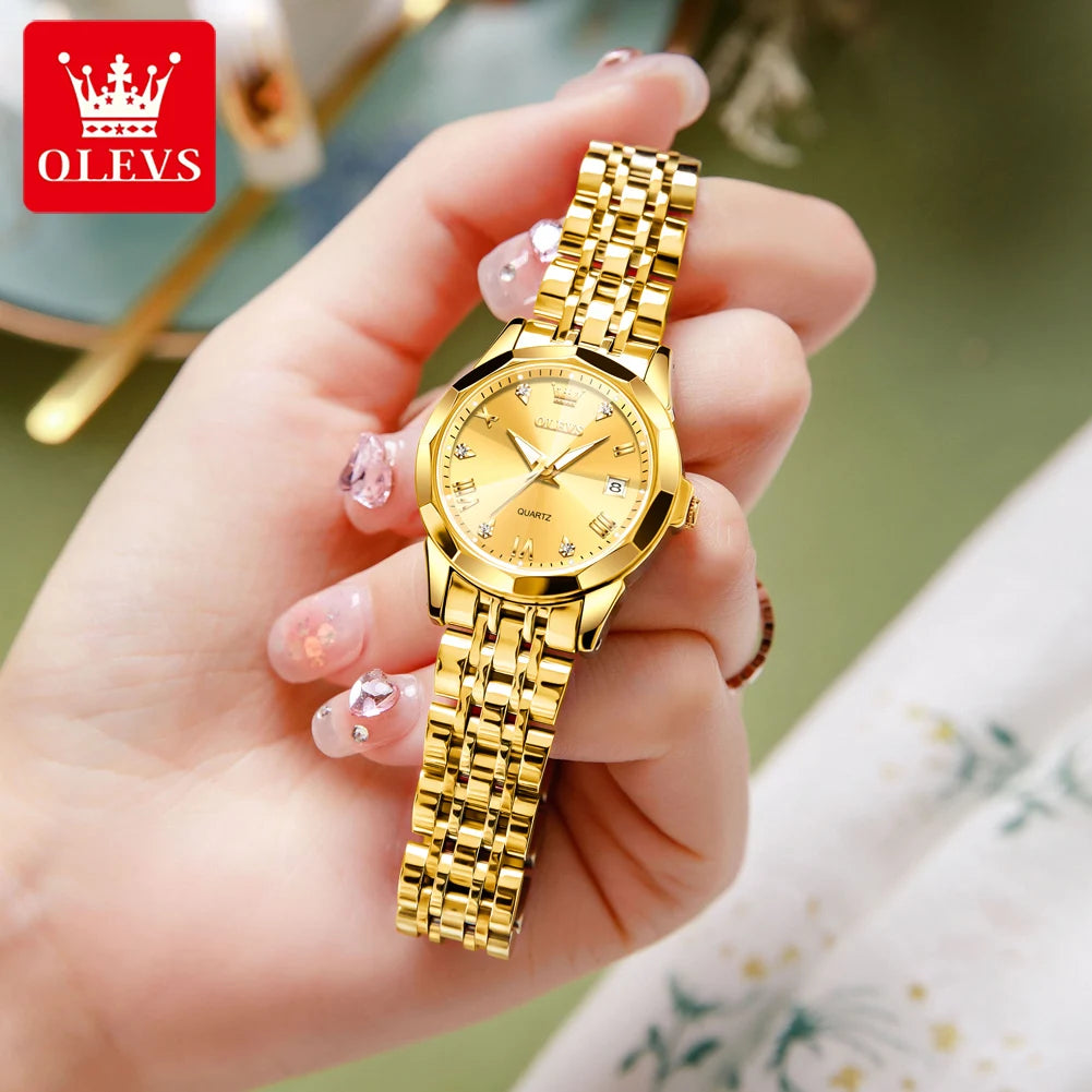 Fashion Golden Watch for Women Stainless Steel Waterproof Women's Watches Elegant Original Luxury Ladies Quartz Wristwatch watch