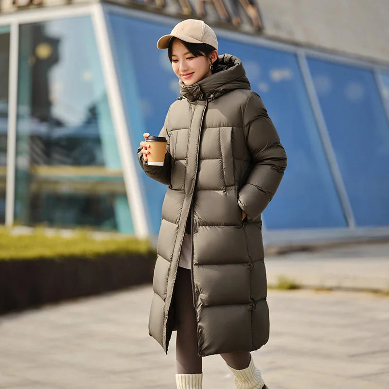 Down Jacket Women Long Length Three-Proof Versatile 2024 Updated Winter New Loose Hooded Coat Simple Down Jacket coat