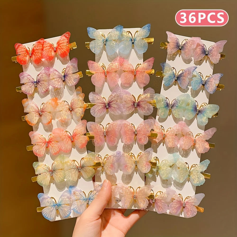 6/12/24/36 pieces of sweet girl butterfly hairpins that do not hurt hair, super nice and cute hairpins   hairclips