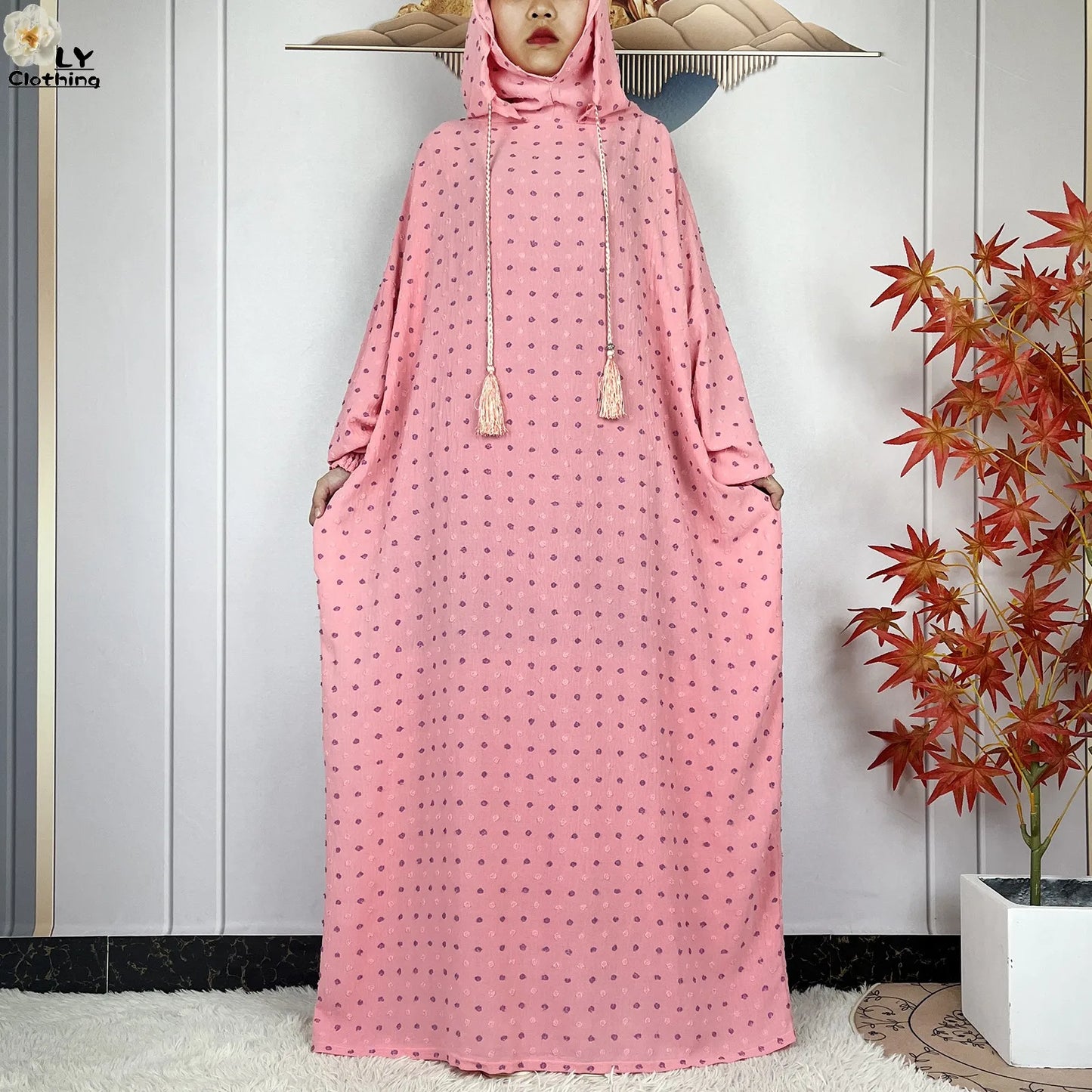 New Pure Cotton Ramadan Muslim Two-Hat Abaya Dubai Turkey Islam Prayer Clothes Loose Robe Islamic Women Traditional Clothing abaya