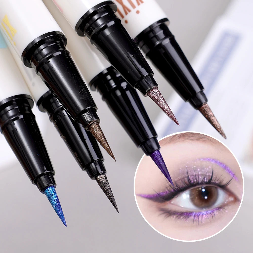 6 Colors Thin Pearlescent Eyeliner Liquid  Pencil 3 in 1 Shiny Silkworm Eye Shadow Stick Lasting Smooth Glitter Eyeliner Makeup eyes