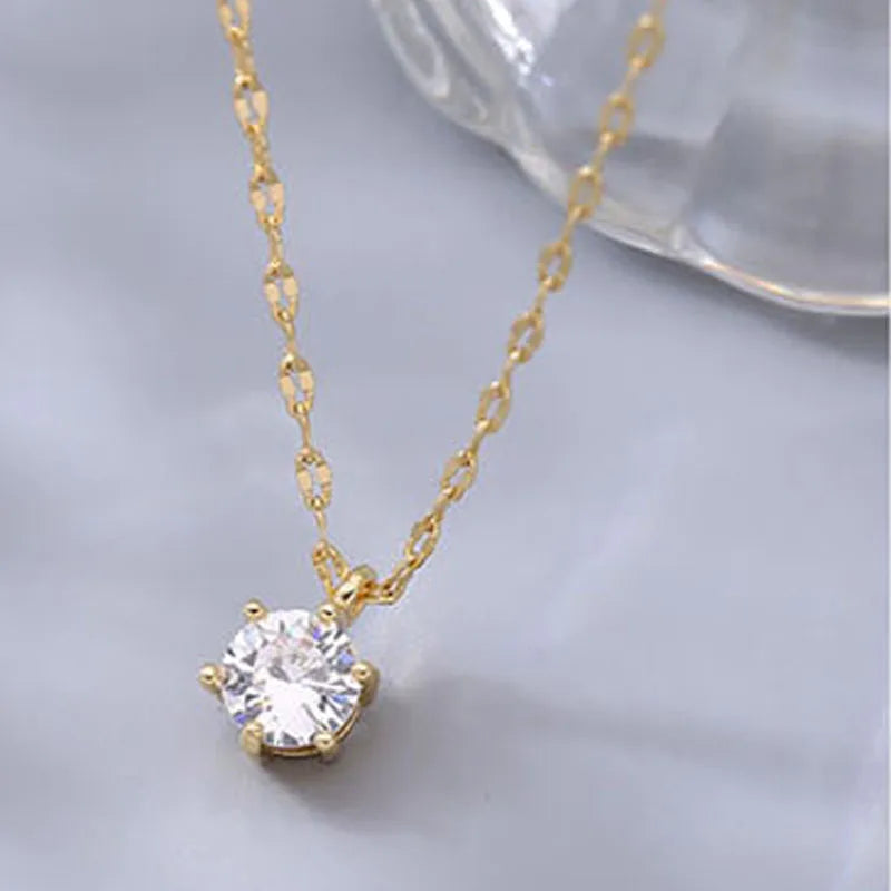 Hot 925 Sterling Silver Plated Necklace Versatile Single Sparkling AAA Zircon Clavicle Chain for Women Wedding Jewelry Wholesale  necklace