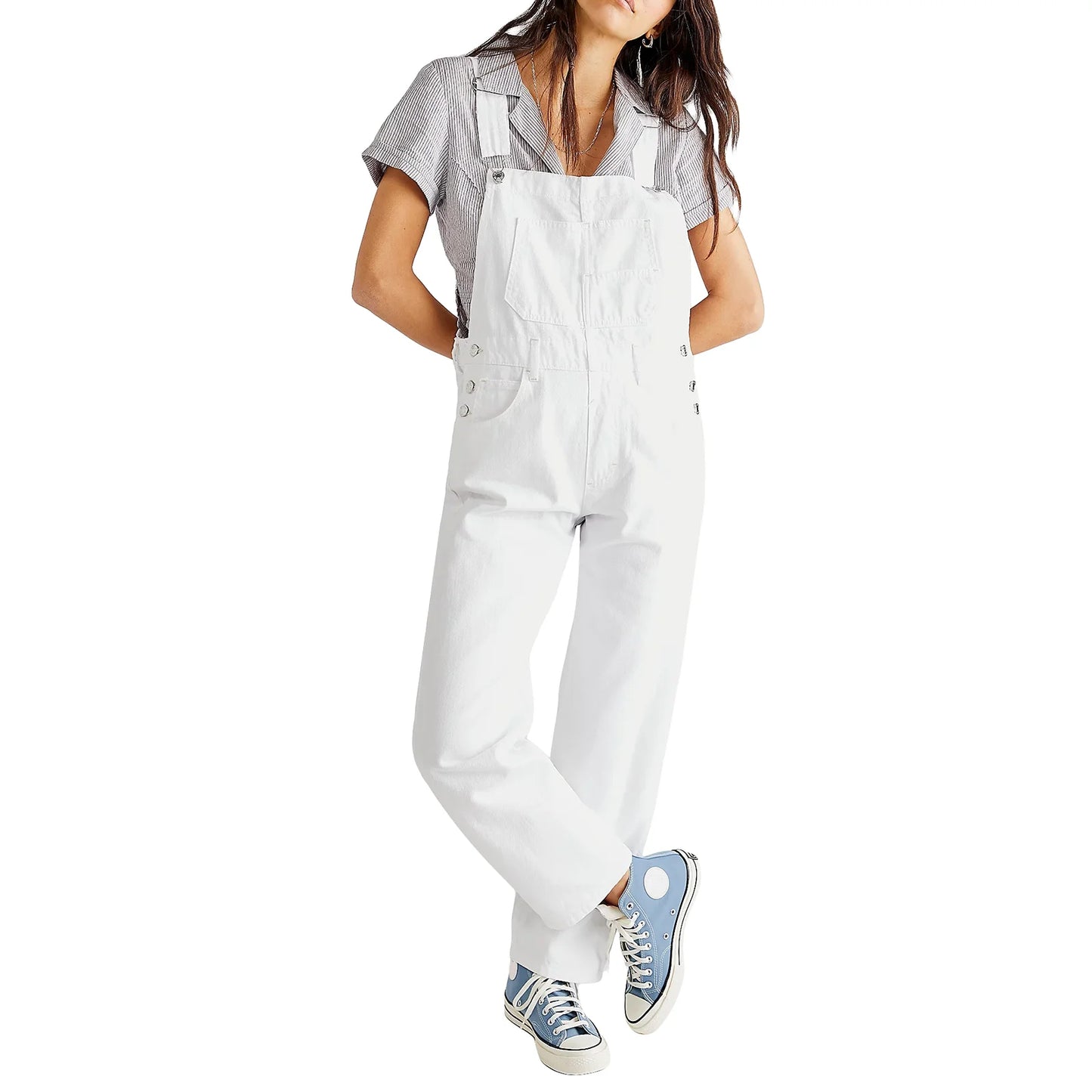 Washed Denim Overalls For Women, Internet Celebrity Style, Age-reducing, Loose Wide-leg Floor-length Trousers, jumpsuit