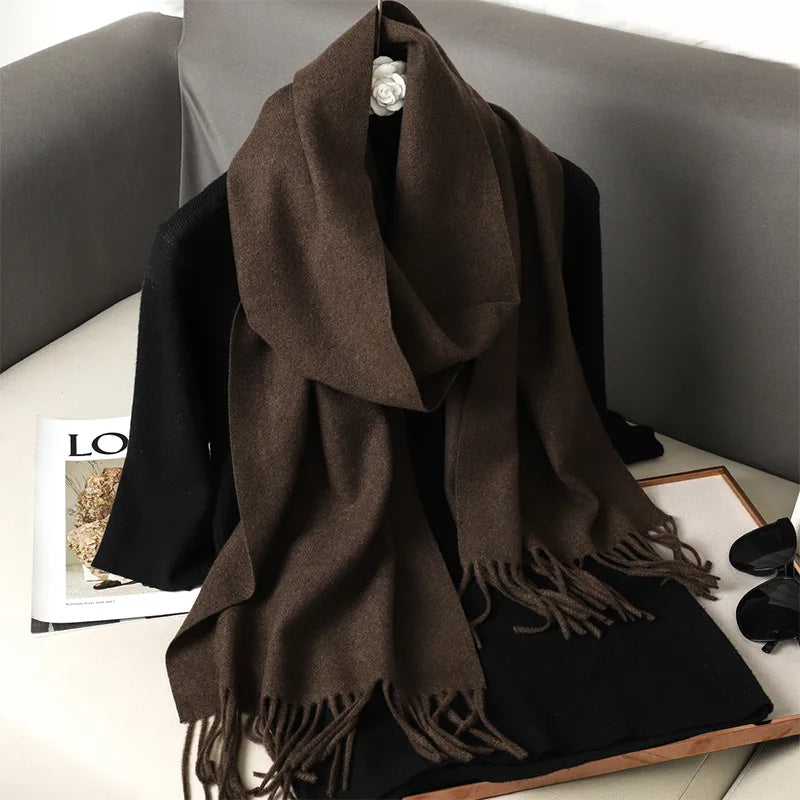 62Color Solid Women Winter Scarf Warm Thicken Cashmere Shawl Outdoor Fashion Luxury Tassels Pashmina Lady Wrap Windproof Scarves scarf and shawl