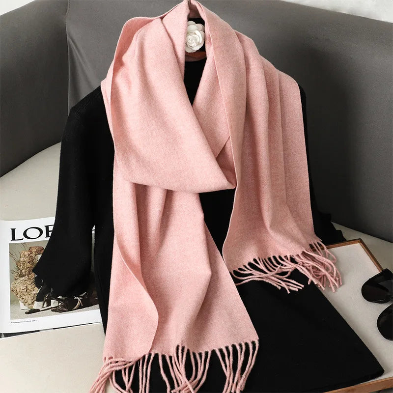 62Color Solid Women Winter Scarf Warm Thicken Cashmere Shawl Outdoor Fashion Luxury Tassels Pashmina Lady Wrap Windproof Scarves scarf and shawl