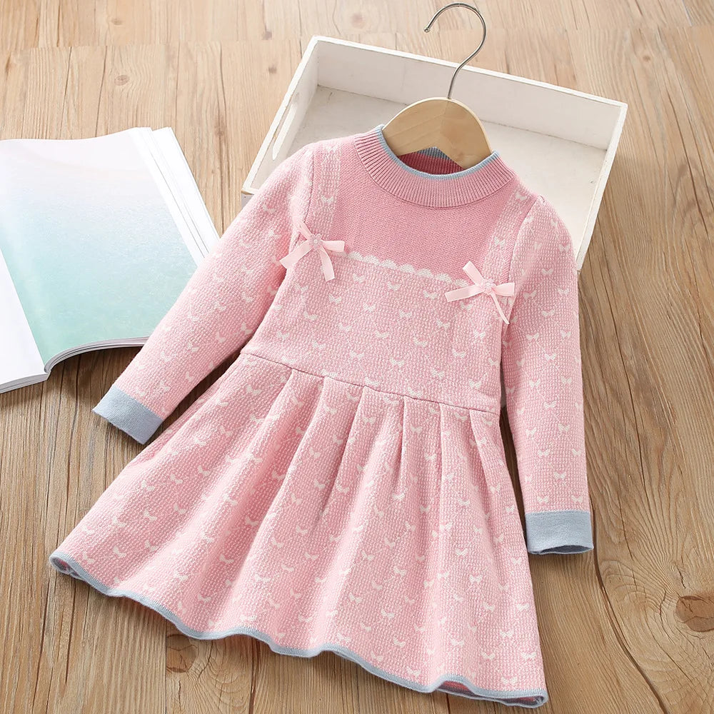 Girls Dress Winter Knitting Sweater Dress Autumn Long Sleeve Princess Dress Vestidos Warm Toddler Girl Clothes Kids Clothing girls dresses