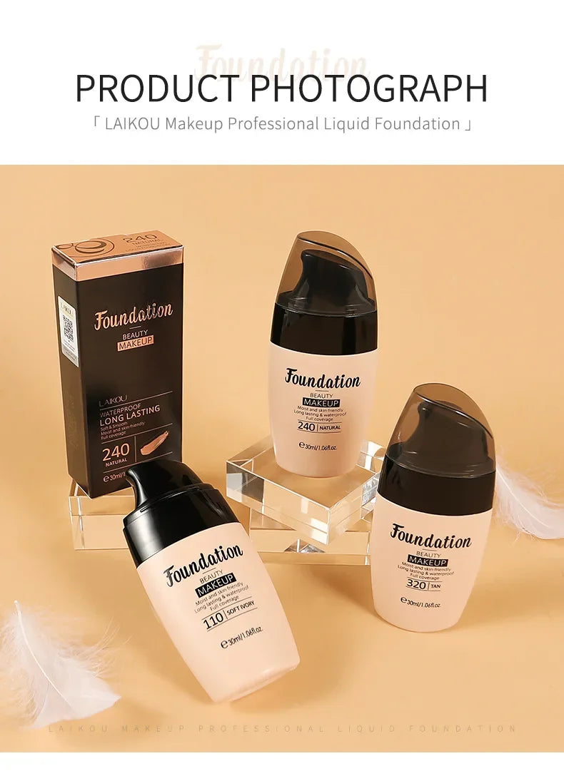 Liquid Foundation Moisturizing Long Lasting Face Comestics Natural Brighten Face Base Tone Make Up 30ml face