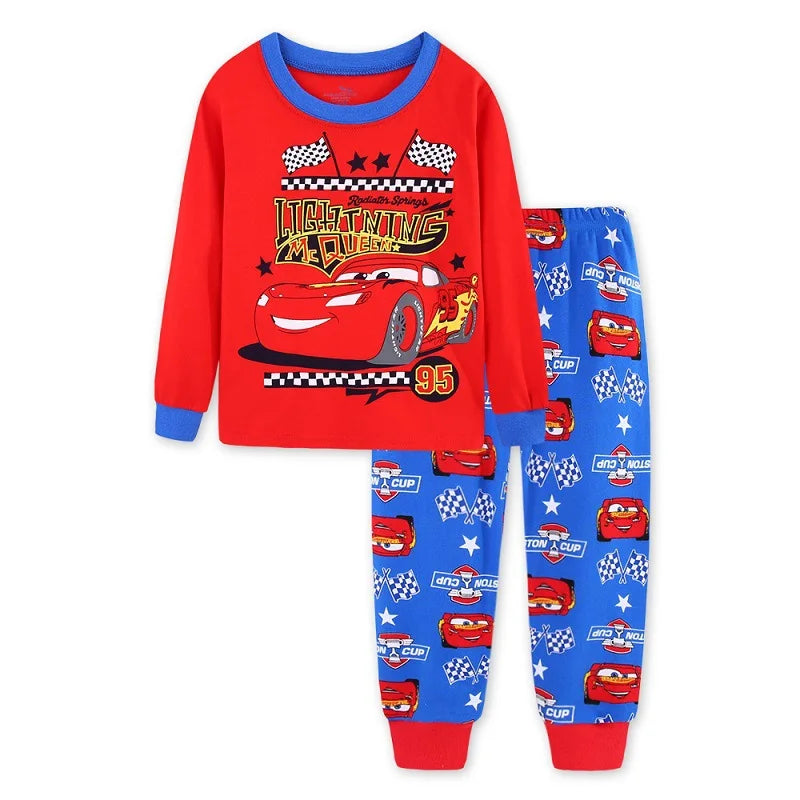 Spring Autumn Children's Clothing Sets Boys 95 Cars McQueen Cartoon Sleepwear Clothes Kids Pajamas Set Baby Girls Cotton Pyjamas sports wear boys