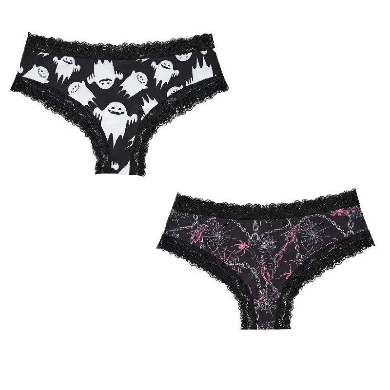 2Pc Set Lingerie Woman Sexy Underwear Lace Female Underwear Ghost Bat Butterfly Gothic Style Breathable Panties For Women undergarments