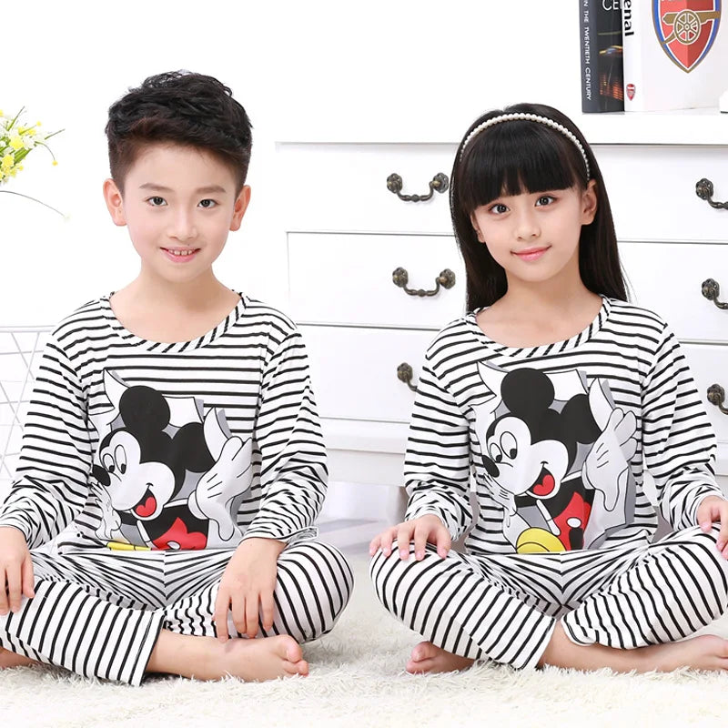 New Cartoon Long Sleeve Children's Pajamas for Boys And Girls Summer Baby Home Furnishings For Little Girls Thin Air Conditionin night wear girls