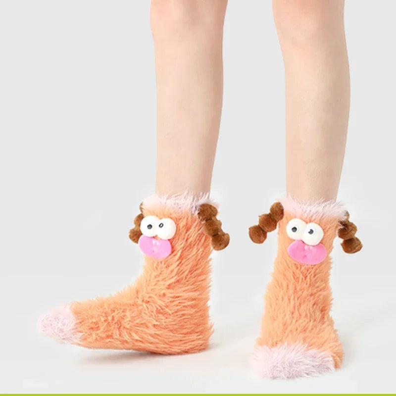 Women's Winter Socks Funny Thickened Warm Medium Tube Sock Men Warm Kawaii Cartoon Home Floor Sokken Girls Fluffy Socks