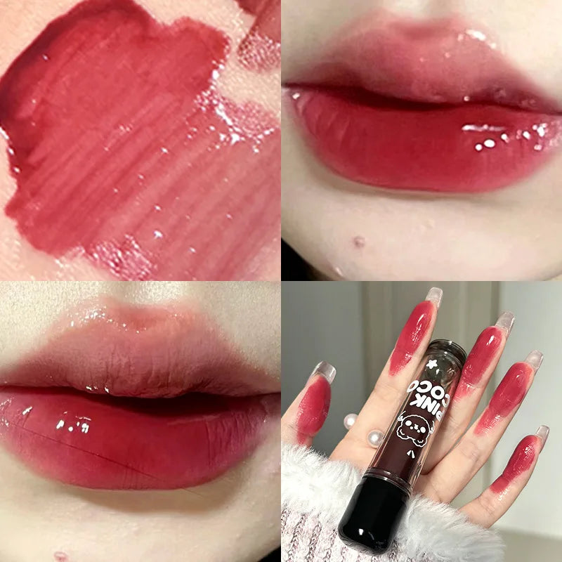 Punk Juice Red Lipgloss Black Mirror Glass Water Light Clear Lip Glaze Waterproof Non Stick Liquid Lipstick Nude Lip Tint Makeup  lips