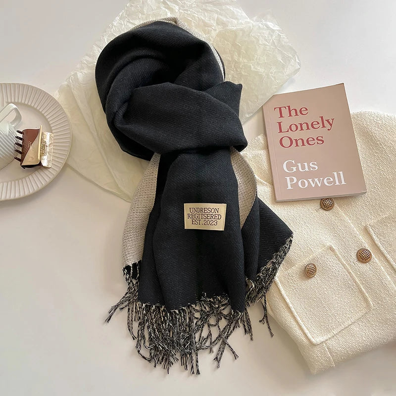 New Fashion Cashmere Scarf Warm Winter for Women Korean Style Knitted Solid Color Double Sided Wraps Neckerchief scarf and shawl