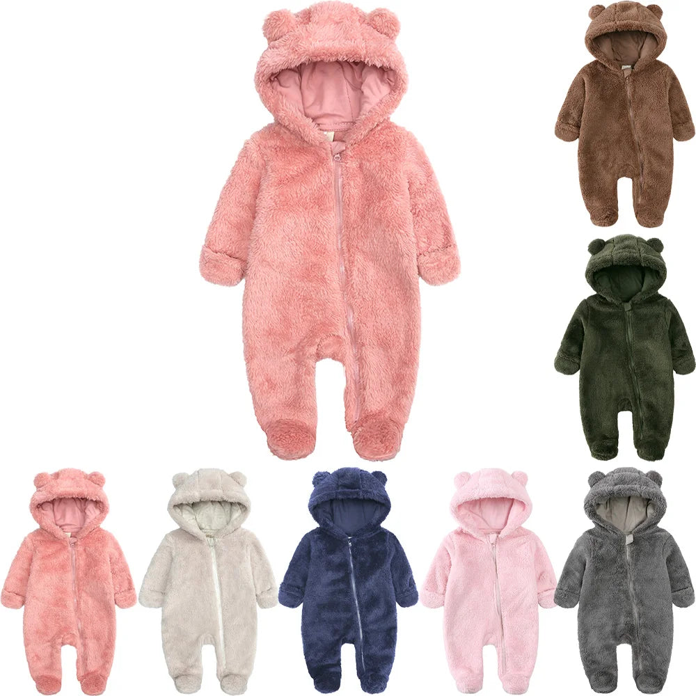 Winter Essentials Fleece Baby Clothes Romper Kids Boys Girls Pajamas Hooded Toddler Bodysuit Infant Jumpsuit Newborn Onesies infants boys