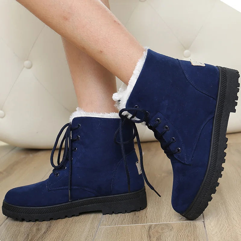 Women Winter warm Boots Black Heels Snow Botas mujer Elegant Woman Heeled Shoes Winter Shoes ankle boots