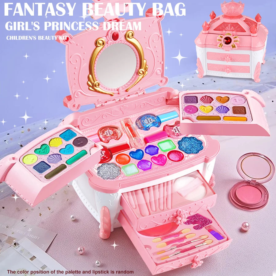 Kids Makeup Kit for Girls, Kids Play Real Washable Makeup Kit Cosmetics Toys Gift for Little Girls Toddlers Dress up Set, Birthd