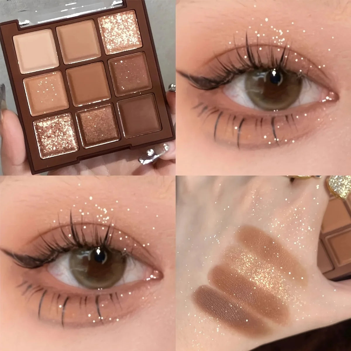 Mocha Chocolate 9 Colors Eyeshadow Palette Matte Pearly Glitter Finish Makeup Chocolate Eye shadow Palette eyes