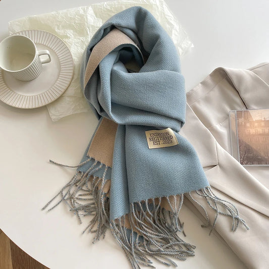 New Fashion Cashmere Scarf Warm Winter for Women Korean Style Knitted Solid Color Double Sided Wraps Neckerchief scarf and shawl