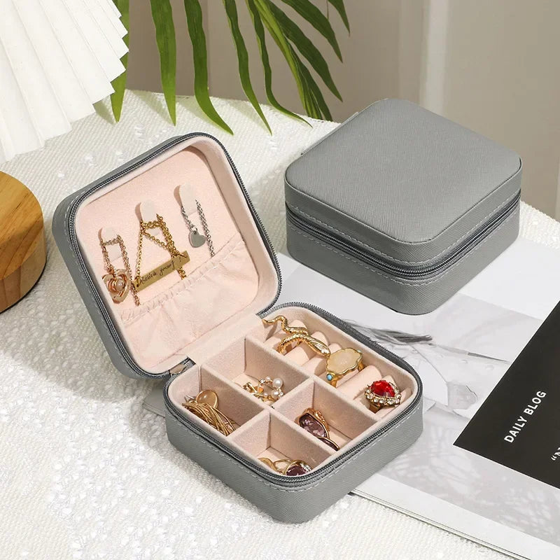 Jewelry Organizer Display Travel Jewelry Case Boxes Portable Jewelry Box Leather Storage Joyeros Organizador De Joyas jewellery box