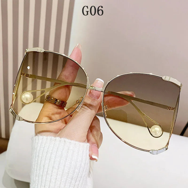 sunglasses Women 2024 Vacation Luxury Oversized Fashion Glasses Sunscreen