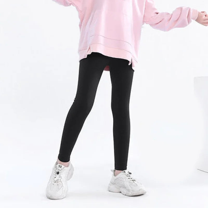 Autumn Solid Kid Leggings Girl Thin Tights Sweatpants 2+y Child Casual Ankle Length Pants Spring Toddler Skinny Cropped Trousers bottoms girls