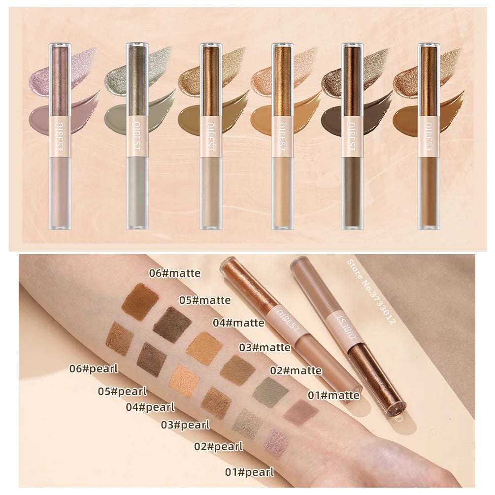 2 In 1 Stick Pearly Matte Eyeshadow Cream Smooth Nude Eye Makeup Liquid Contour Shadow Stick Waterproof Shimmer High Light Pen eyes