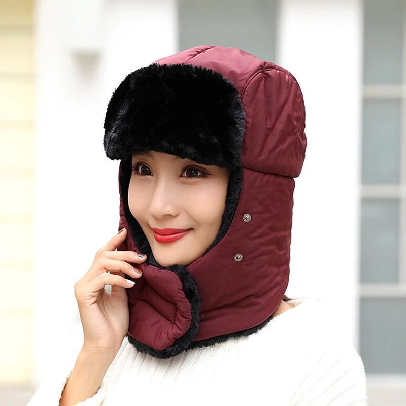 Warm Cap Winter New Fashion Men Women Hats Waterproof Thermal Fleece Bomber Hat Hooded Neck Warmer Hiking Scarves Snow Ski caps