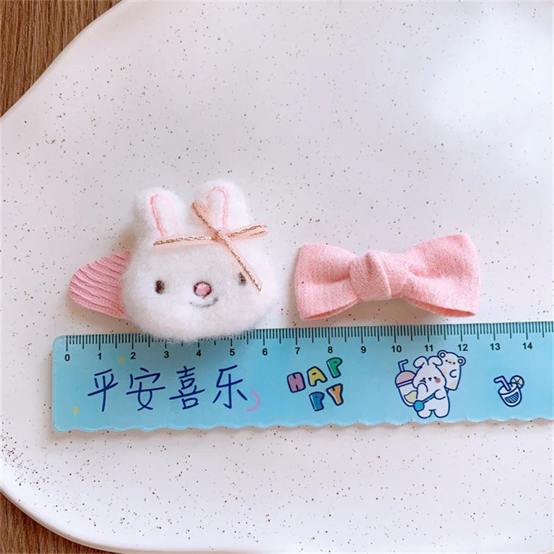 Cute Cartoon Plush Rabbit Princess Hairpins Children Girls Hair Clips Barrettes Accessories Hairclip Headwear Headdress Ornament   hairclips