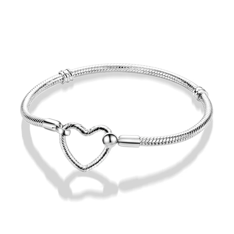 925 Silver Heart Snake Chain Bracelet For Women Infinite Knot Butterfly Infinity Clasp Femme Bracelet Bangles Luxury Jewelry bracelete