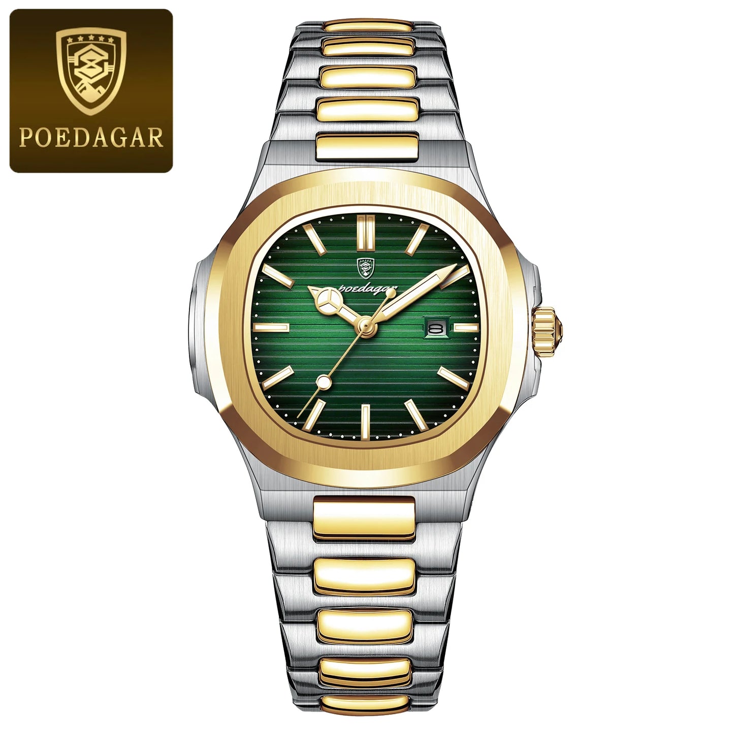 POEDAGAR Luxury Square Watch for Woman Waterproof Luminous Date Ladies Watch Stainless Steel Quartz Women's Watches Female Reloj watch